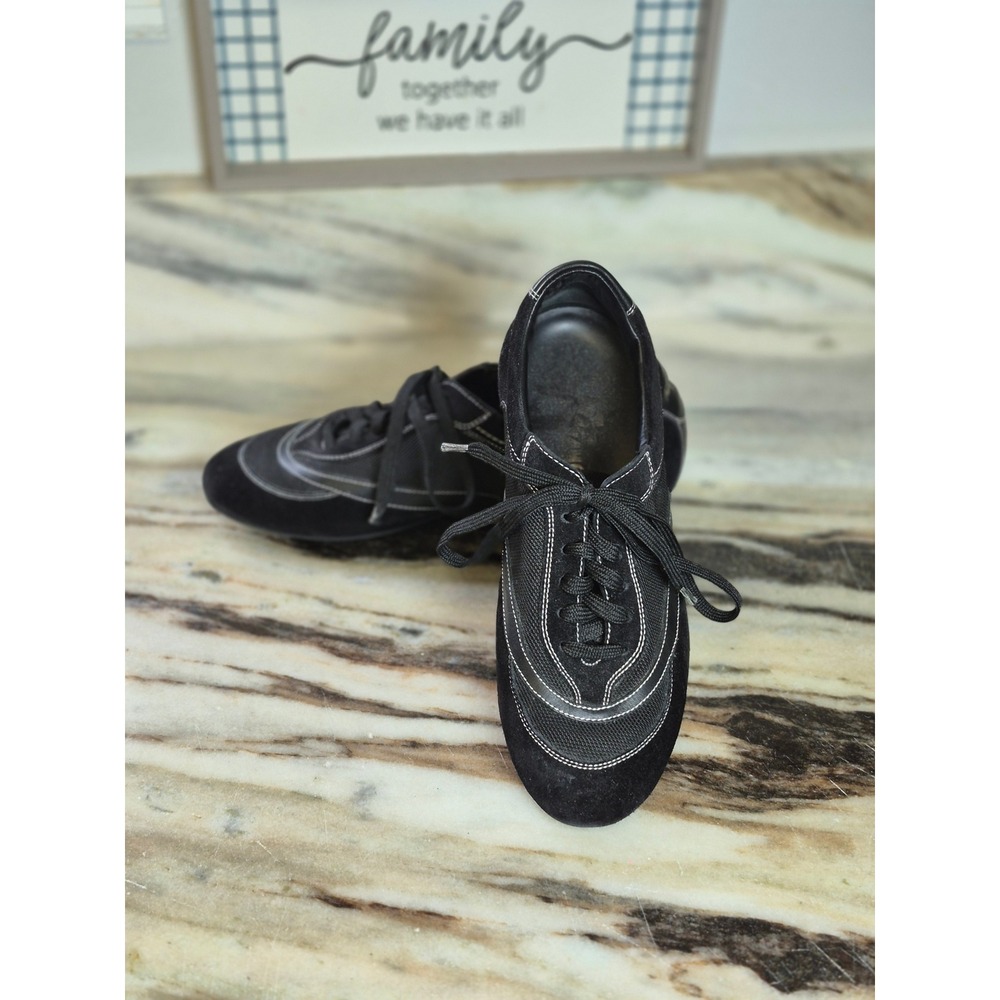 Salvatore Ferragamo Black Suede Mesh Sneakers‎ SL 03625 Italian Womens 7 B
